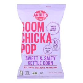 Angie's Kettle Corn Boom Chicka Popcorn Case of 12-7 oz Sweet Salty Flavor Soft Texture Dried Grain Snacks in Bulk Packaging
