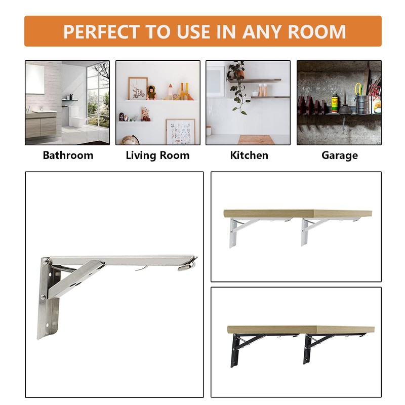 2PCS Folding Shelf Brackets, TTZEZE Heavy Duty Sturdy Metal Collapsible