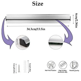 Pack of 2 Receipt Holder Catering Note Holder Kitchen Clamp Strip for Paper Note Strip Aluminium Memo Strip Wall Mounted for Gluing or Screws for Kitchen Hotel Bar Office Orders Ticket 35 cm