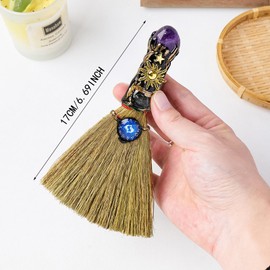 Crystal Witch Altarbroom - Handmade Magic Witch Broom Zodiac Healing Stones, Ideal for Meditation, Healing and Yoga (Fishes Feb 19 - 20 Mar))