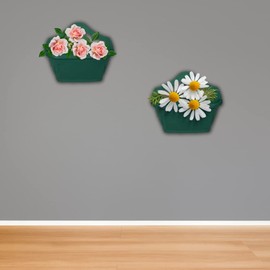 PHG Stylish Wall Flower Planters | Elegant Outdoor Plastic Planters | Unique Balcony Garden Planters | Garden Wall Planters | Half Barrel Wall Pots | Flower Basket (Pack of 4, Green)