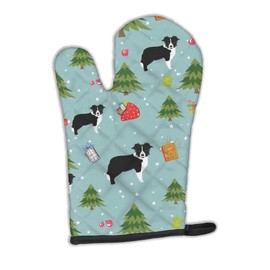 Caroline's Treasures BB4913OVMT Christmas Border Collie Oven Mitt, Heat Resistant Thick Oven Mitt for Hot Pans and Oven, Kitchen Mitt Protect Hands, Cooking Baking Glove,