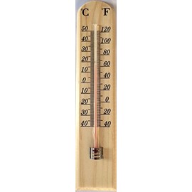 Traditional Wall Mounted Beech Wooden Thermometer Indoor Outdoor Garden Kitchen House Home Sauna Office Temperature Decoration