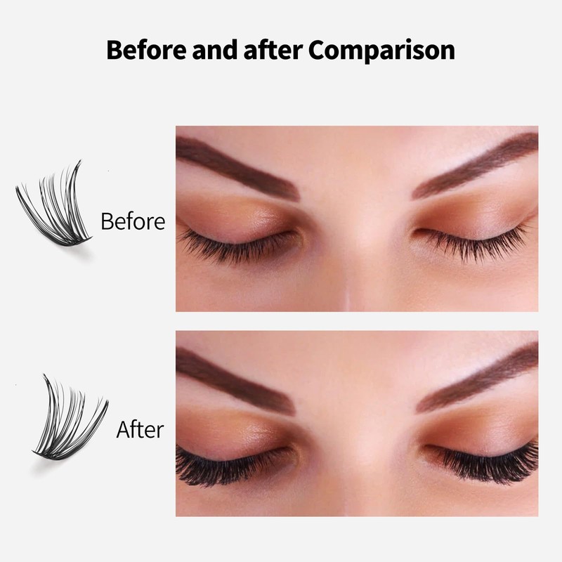 Acthinka DIY Eyelash Extension, 280 Pcs D Curl Cluster Lashes,