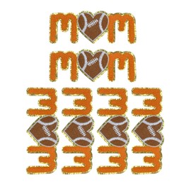 SAIXCCS 6 Pack Football Mum Iron on Patches, Chenille Patches Iron on for Clothes Repair, Fabric Embroidery Patches for Hat Backpack Jeans Jacket Gameday Decorative Applique