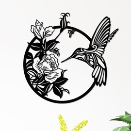 ruelen Metall Kolibri Wanddekorationen, Vögel Aufhängen Boho Wandkunst Modern minimalistisch Wanddekos Rose Wandbehang Für Innen Wohnzimmer Schlafzimmer Küche Außen Garten Terrasse Dekoration
