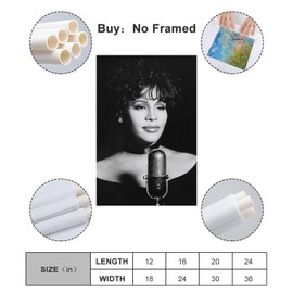 JIANGHA Whitney Houston Canvas Poster Bedroom Decoration Landscape Office Valentine's Birthday Gift Unframe-style12x18inch(30x45cm)