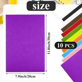 BOUBONI 10PCS Multicoloured Self Adhesive Felt Fabric Sheets Sticky Felt Sheets for Craft Supplies Art Home Making（8.3" x 11.8"/20 x 30cm）