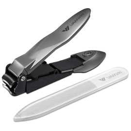 VANWIN Nail Clippers for Men with Catcher, No Splash Fingernail Toenail Clippers with Sharp Curved Blade and Ergonomic Lever, Heavy Duty Stainless Steel Self-Collecting Nail Cutter for Adult Women