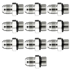 Racewill 10 Pack Hydraulic Hose Adapter Fittings: 3/8" JIC 37° Male x #6 SAE/ORB Male Thread, Straight Tube Fitting Kits with Protection Cover