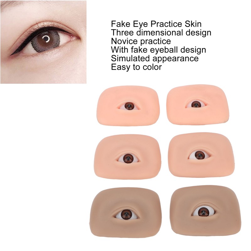 3 Pairs 3D Fake Eye Practice Skin Silicone Microblading Eyebrow