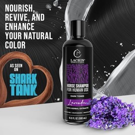 Shampoo Lacrin Lavanda. Shampoo de caballo para uso humano. Crecimiento, evita la caída y brillo. Cabello obscuro