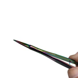 Sandbros Cuticle Scissors Extra Fine Nail Scissors Cuticle Trimmer Fine Pointed Tip for Dry, Dead Skin,Skin Care,Eyebrow, Eyelash, Trim Nail and Dry Skin Straight or Curved. (Multi Titanium Straight)