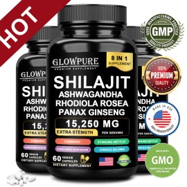 Himalayan Shilajit Supplement, 8-in-1 Blend with Ginseng & Ashwagandha for Everyday Energy & Vitality
