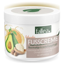 fallea Shea Butter Seconds Foot Cream with Avocado Oil, Orange Oil & Vitamins | Richly Nourished Feet 24 Hours Moisture | Foot Care for Dry Feet and All Skin Types (200 ml)