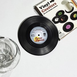 yufana Set Of 6 Drink Coasters For Music Lovers, Vinyl Record Coasters, Wedding Registry Gift Ideas, Coasters Suitable for Bars, Cafes, Homes, Parties, Offices, Housewarming Hostess Gifts.