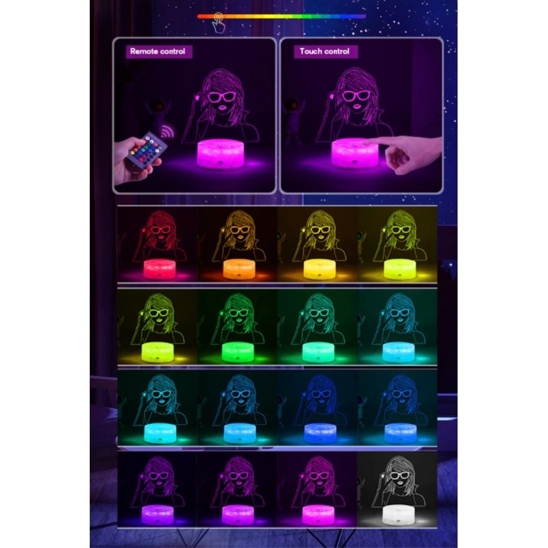 Unbranded 3D Creative Visualization LED Lamp SWIFTIE w Remote &