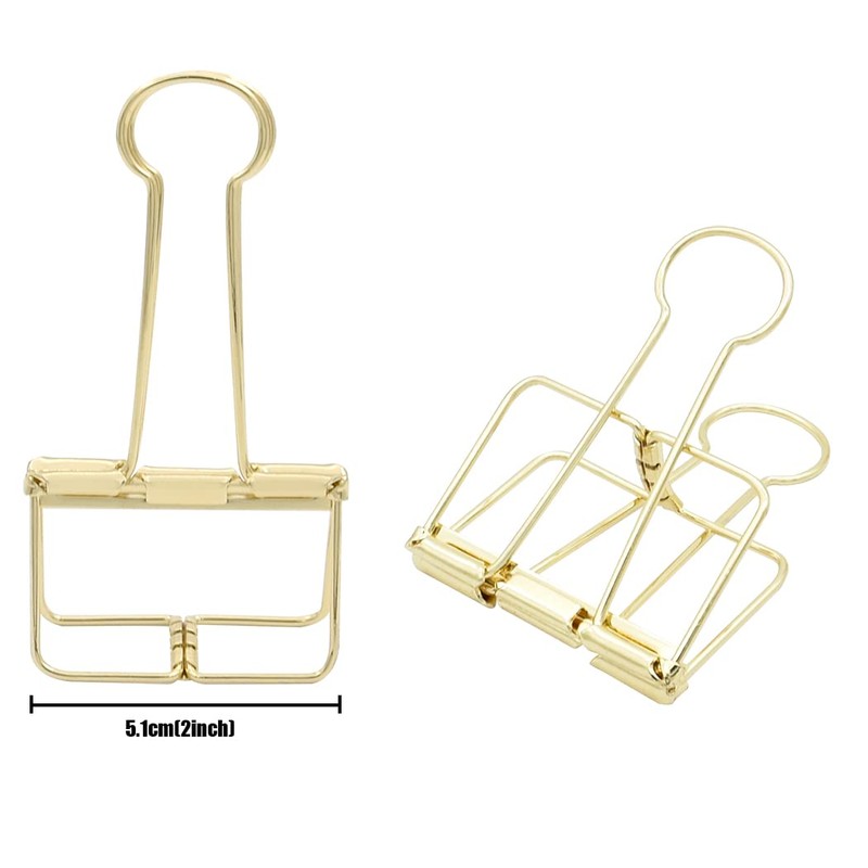 Extra Large Binder Clips 2 Inch, Big Paper Clamps Gold