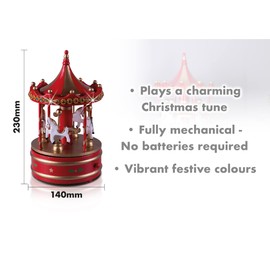 St Helens Home & Garden Wooden Carousel Music Box (Red & Gold)