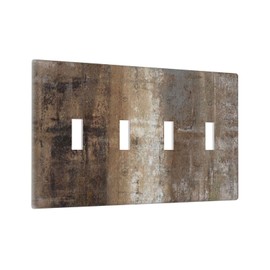 Rusty Gray Brown Grey Abstract 4 Gang Device Light Switch Cover Decorative Quad Toggle Wall Plate Decorative Electrical Faceplate Outlet Light Switch Plate