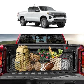 Karltys Truck Bed Cargo Net for 2023-2025 2026 Chevy Colorado and GMC Canyon Accessories, Envelope Style Pickup Truck Bed Cargo Net Elastic Heavy Duty Nylon Mesh Netting Organizer with Hooks