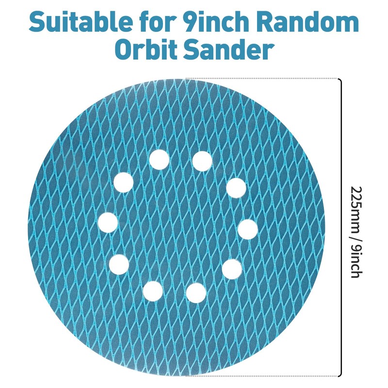 STEBRUAM 20Pcs 225mm Sanding Discs, 9 Inch 10 Hole Hook
