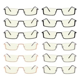 Eyekepper 12 Pack Half-Rim Blue Light Blocking Reading Glasses Metal Computer Readers Men +1.50