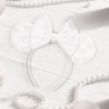Bianbaistar White Velvet Mouse Ear Headband with Pearl Accents -