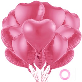 12Pcs Pink Heart Balloons,18 Inch Pink Heart Shape Balloons Love Balloons Valentine Balloons for for Valentines Day Wedding Brithday Decorations