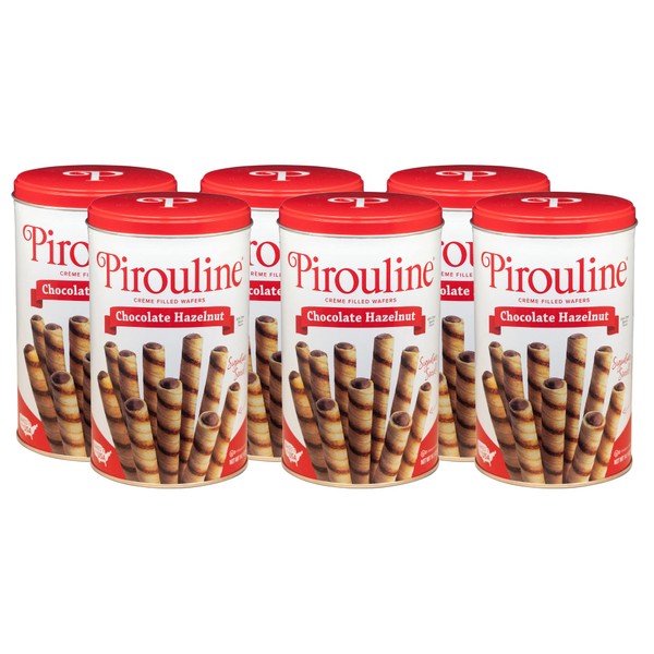 Pirouline Rolled Wafers – Chocolate Hazelnut – Rolled Wafer Sticks, Crème Filled Wafers, Rolled Cookies for Coffee, Tea, Ice Cream, Snacks, Parties, Gifts, and More – 14.1oz Tin 6pk