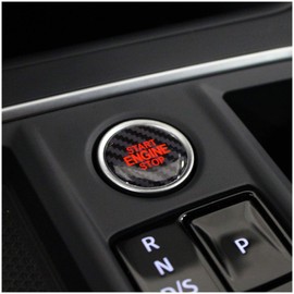 Gel Sticker 3D for Emblem Start Stop Button Doming Cover Car Sticker Keyless GO Push Switch Button Cover Car Accessories DM005 (Carbon Black/Red)