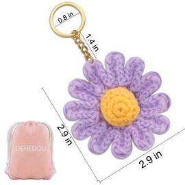OEHEDOU Cute Daisy Keychain Wallet Purse Accessories For Women Flower Bag Charms Beautiful Stocking Stuffers For Women Girls, Purple, Small