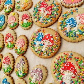 Homemade Gluten Free Royal Icing Sugar Cookies - Cottagecore Mushroom Garden