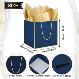 THXIY 11.8'' Quadrat Geschenktüten Groß, Geschenktüte mit Phnom Penh Design, 30 * 30 * 30cm Geschenk Tüte Gift Bag Bags Taschentuch und Karten für Geburtstag Feier Party 2 Stück H