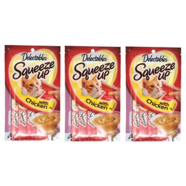 Delectables Squeeze Up Hartz Cat Treats Bundle of 3 Flavor Pouches, 2.0 oz Each (Chicken)