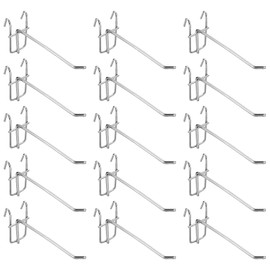 sourcing map 15Pcs 5.91" Pegboard Hook Display Hook, Metal Grid Wall Bracket Peg Board Display Hook Panels Hooks for Supermarkets, Boutiques, Accessories Stores, and Department Stores (Silver)