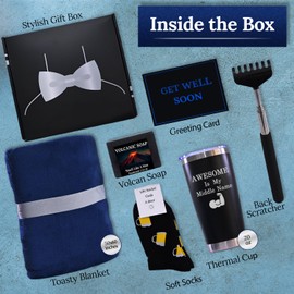 GOLDMUS Get Well Soon Gift Basket Men – Get Well Gifts for Men After Surgery, Recovery Care Package for Him, Thoughtful Feel Better Box with Comfort and Encouragement Set for Hospital or Illness