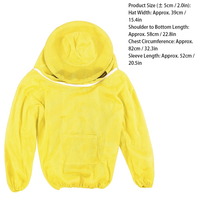 Beekeeping Tools Professional Beekeeping Protective Jacket Beekeeper Veil Suit SmockYellow