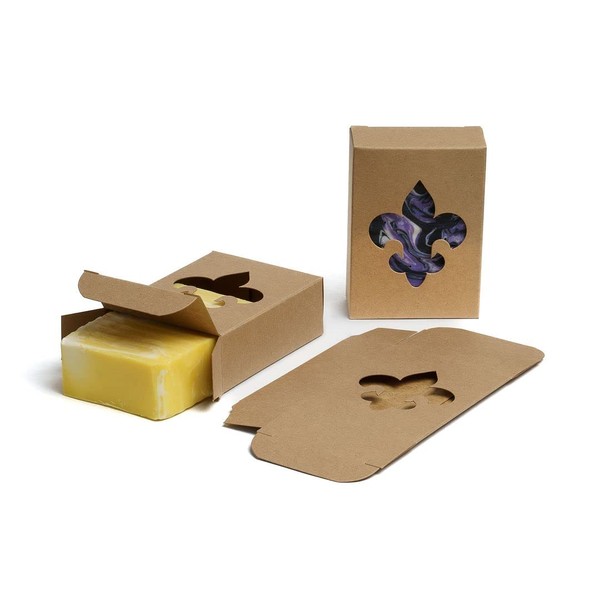 Fleur-de-Lis Window Soap Boxes – Kraft Recyclable Packaging for Handmade