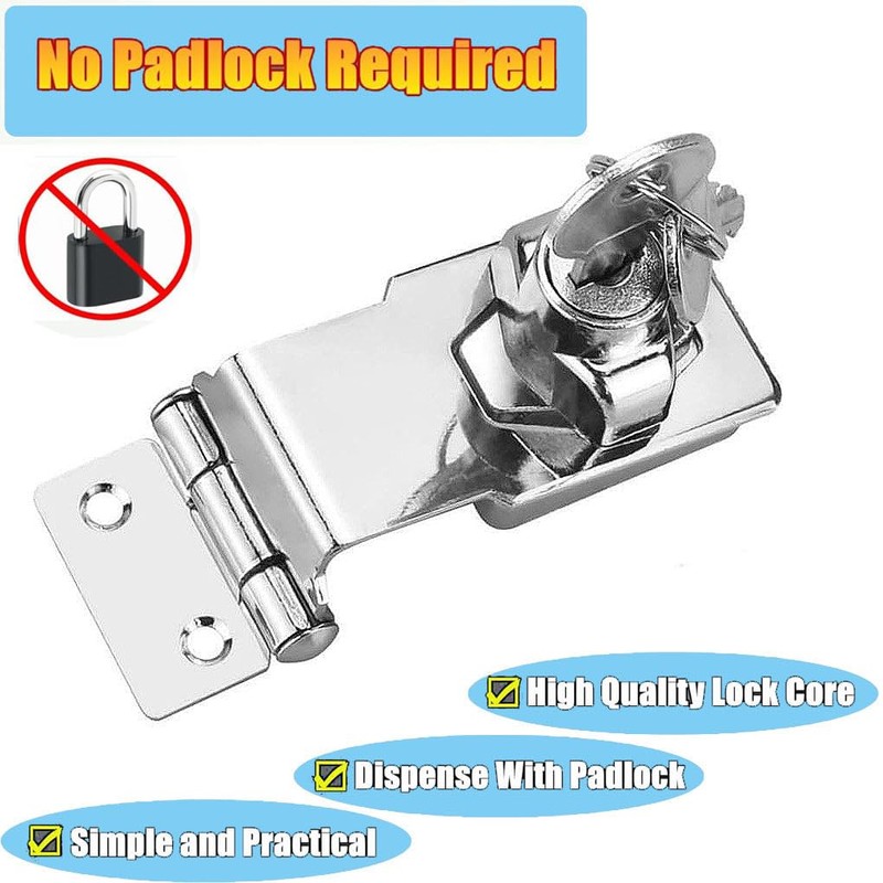 Litensh Keyed Hasp Lock Right Angle 90 Degrees Lock Hasp