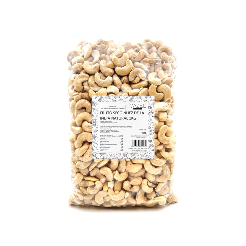 Nuez de La India Nutural Cruda sin Sal 1kg