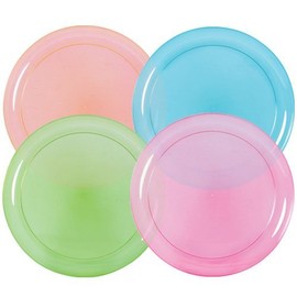 Vibrant Neon Mix Party Plates - 9" (Pack of 8), Durable Plastic with Eye-Catching Design, Perfect for Any Celebration