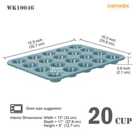 CHEFMADE Mini Muffin Pan, 20 Cups Non-Stick Tiny Cupcake Pan Bakeware for Oven Baking (Green)