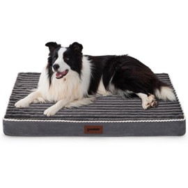 ZOMISIA Orthopedic Dog Crate Bed for Large Sized Dog - Waterproof Puppy Bed for 36 Inch Kennel with Removable Washable Corduroy Cover, Support with Egg Crate Foam Filling, Grey