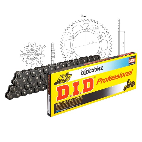 DID Aluminium Chain Set 520NZ / 116 Clip Lock Black