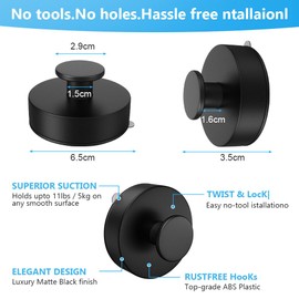 flintronic flintronic 2PCS Schwarz Wandhaken 2 Stck, Saugnapf Haken, Saugkn?pfe Saugn?pfe, Handtuchhaken Bademantelhaken Ohne Bohren, Extra Stark Badezimmer Haken, ABS Wasserdicht Saughalter, Handtuchhaken