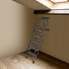 FXEIPOL 7 Steps Wall Mounted Folding Ladder, Metal Attic Stairs