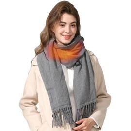 Heated Scarf for Women Men, Electric USB Neck Scarf with 3 Heating Levels, Fast Heating Winter Long Shawl Soft Neck Warmer for Outdoor Camping Hiking Skiing, Gray