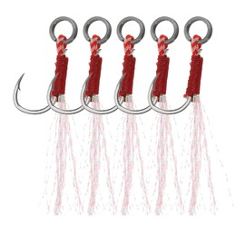 PATIKIL Fishing Assist Hooks Kit, 5 Pcs Glow Jigging Hook Slow Fast Fall Jigs Fishing Hooks for Vertical Jigging Lures, Green (12#, 50mmx12mm)