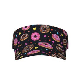 Donuts Visor Caps for Women Men Summer Sun Visor Hat with Sweatband for Running Outdoor Beach